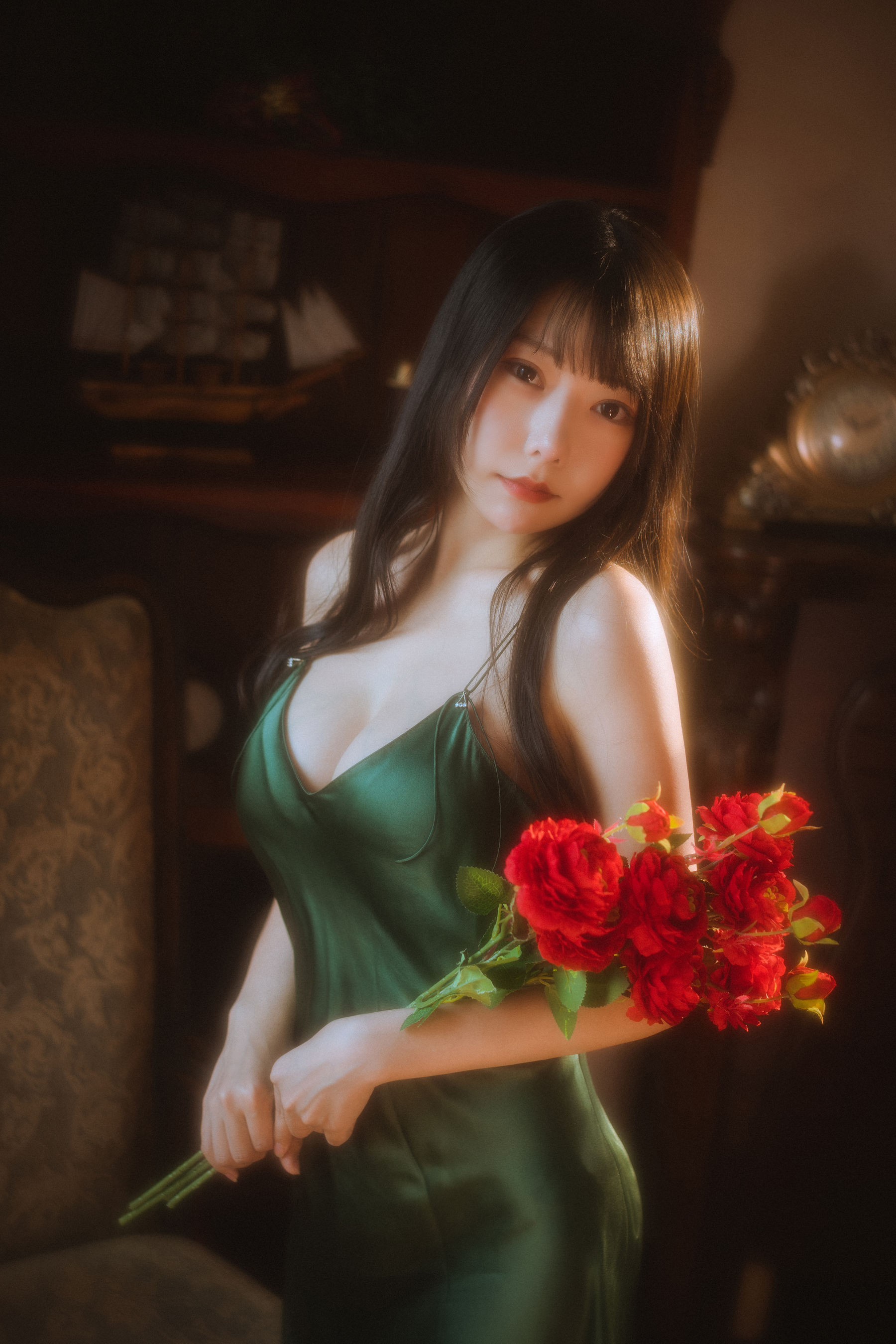 香草喵露露 – 杨枝甘露 绿色连衣裙 Cosplay-第4张