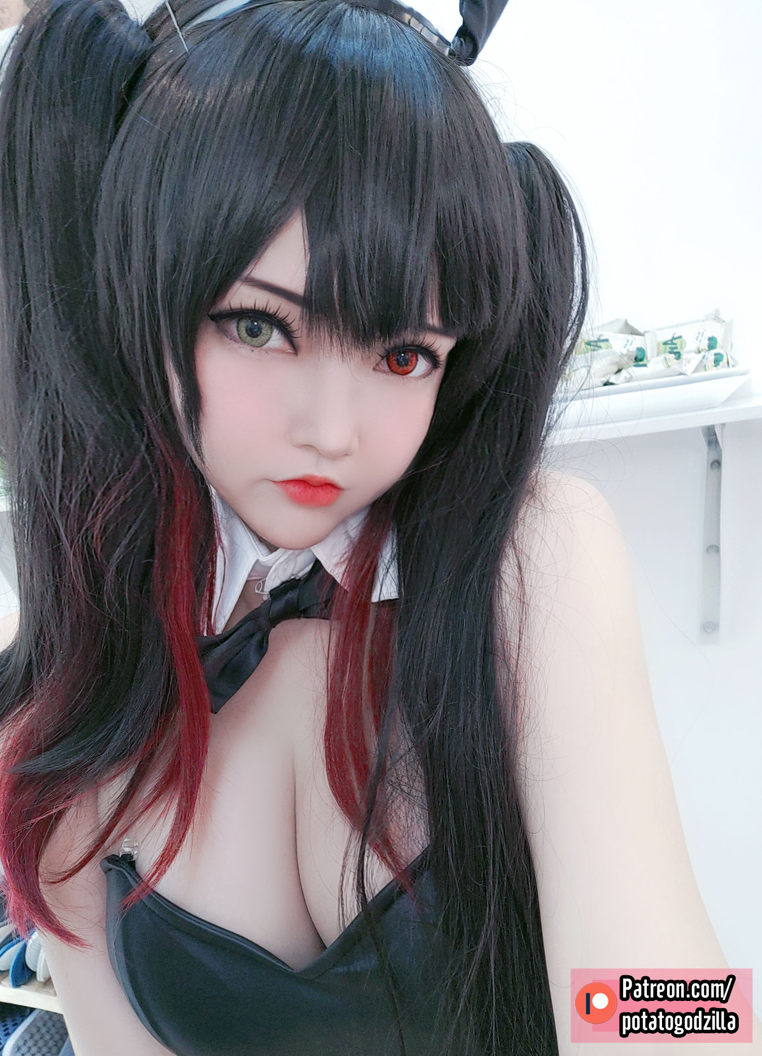 Coser小姐姐Potato Godzilla – Kurumi Tokisaki Bunny Girl Cosplay-第24张