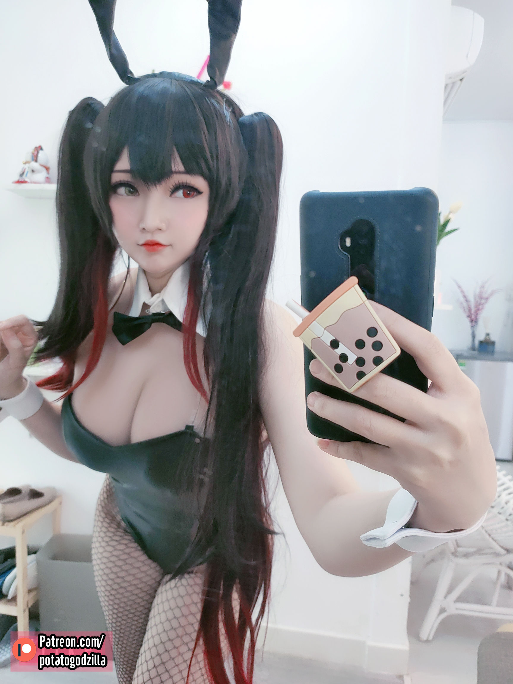 Coser小姐姐Potato Godzilla – Kurumi Tokisaki Bunny Girl Cosplay-第29张