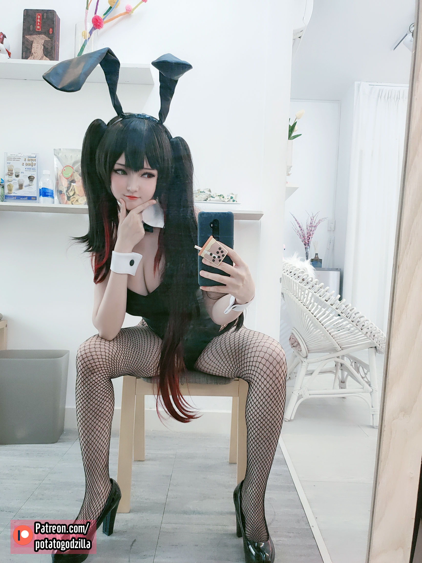 Coser小姐姐Potato Godzilla – Kurumi Tokisaki Bunny Girl Cosplay-第20张