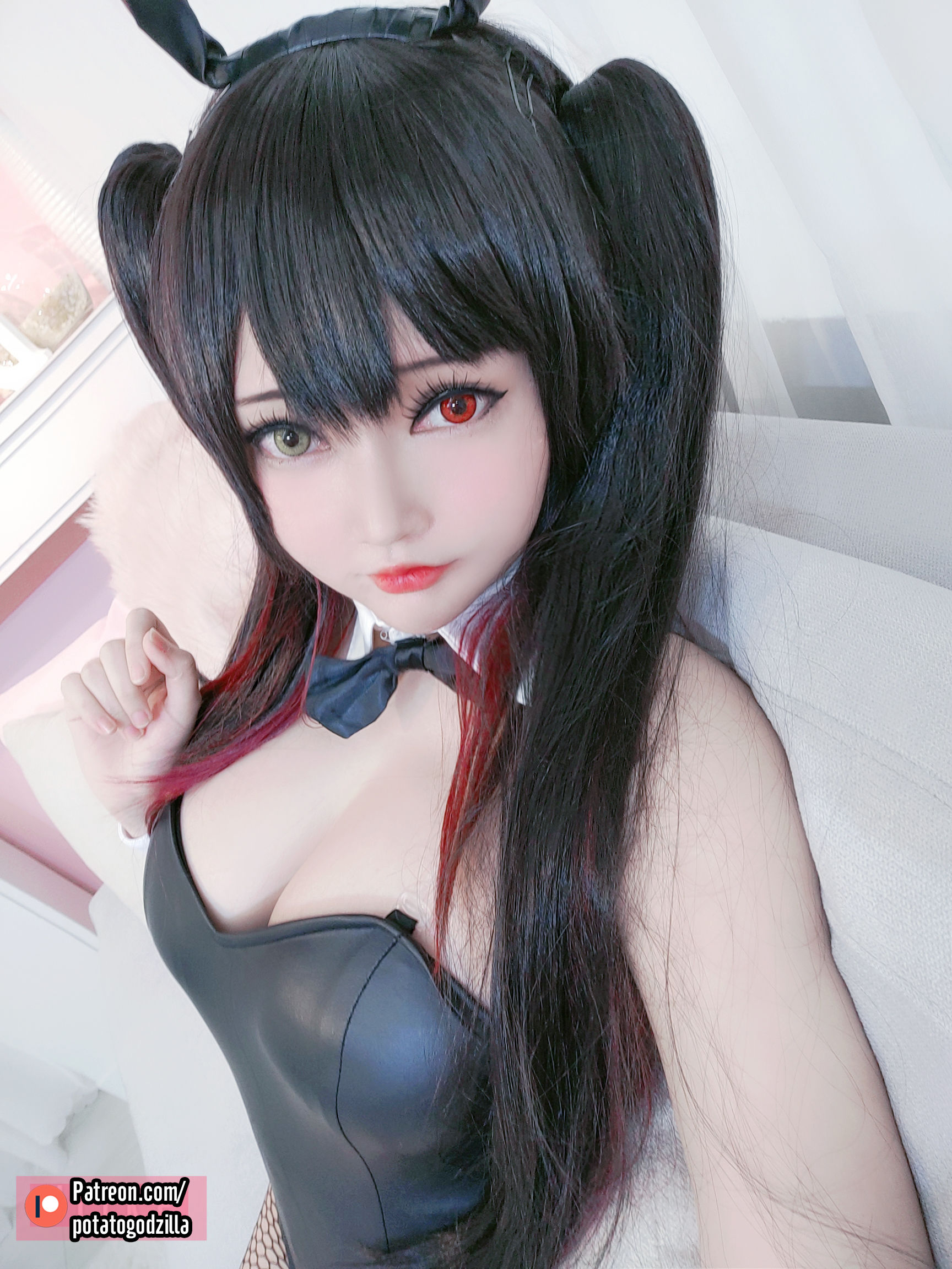 Coser小姐姐Potato Godzilla – Kurumi Tokisaki Bunny Girl Cosplay-第15张