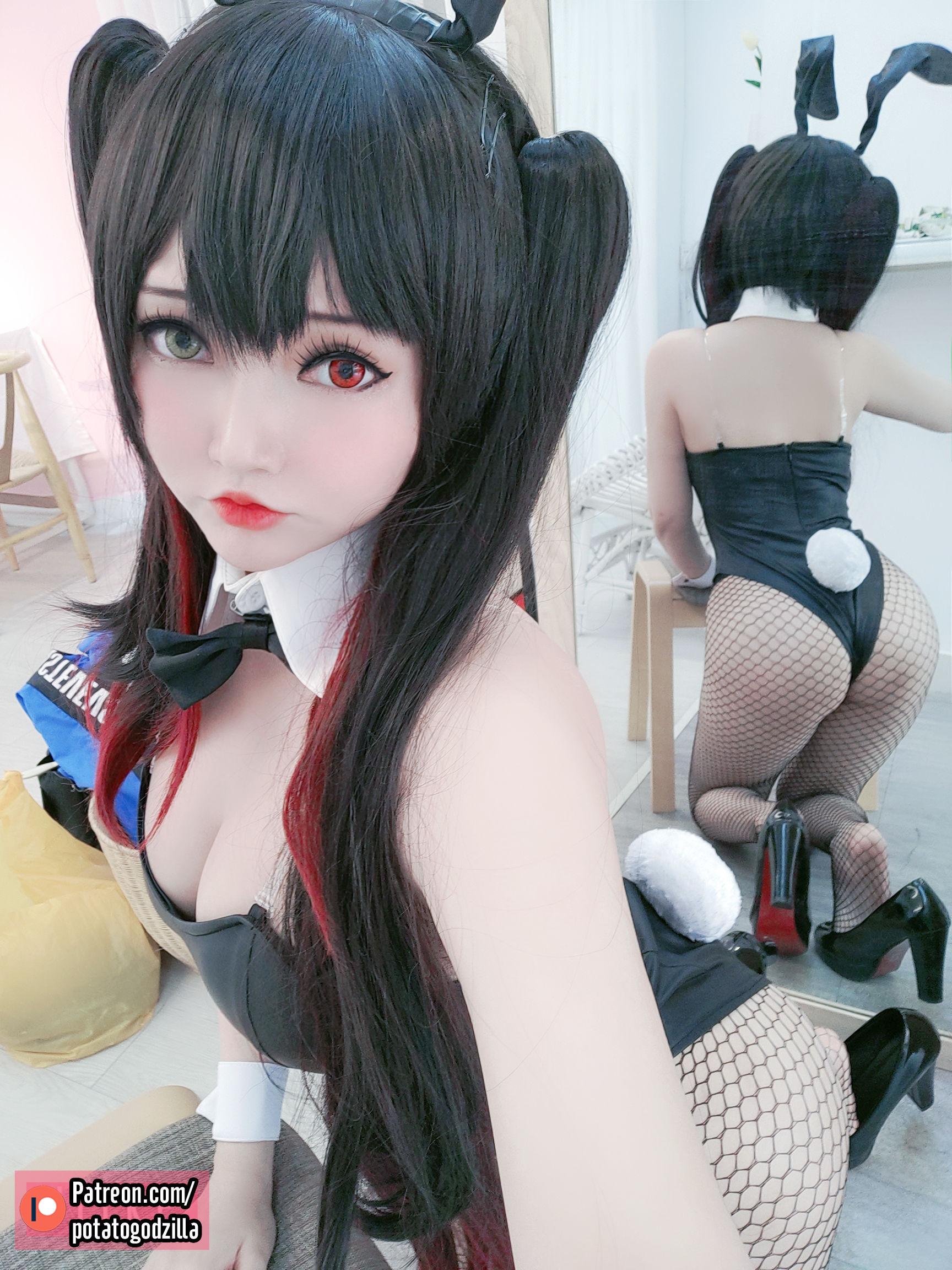 Coser小姐姐Potato Godzilla – Kurumi Tokisaki Bunny Girl Cosplay-第19张